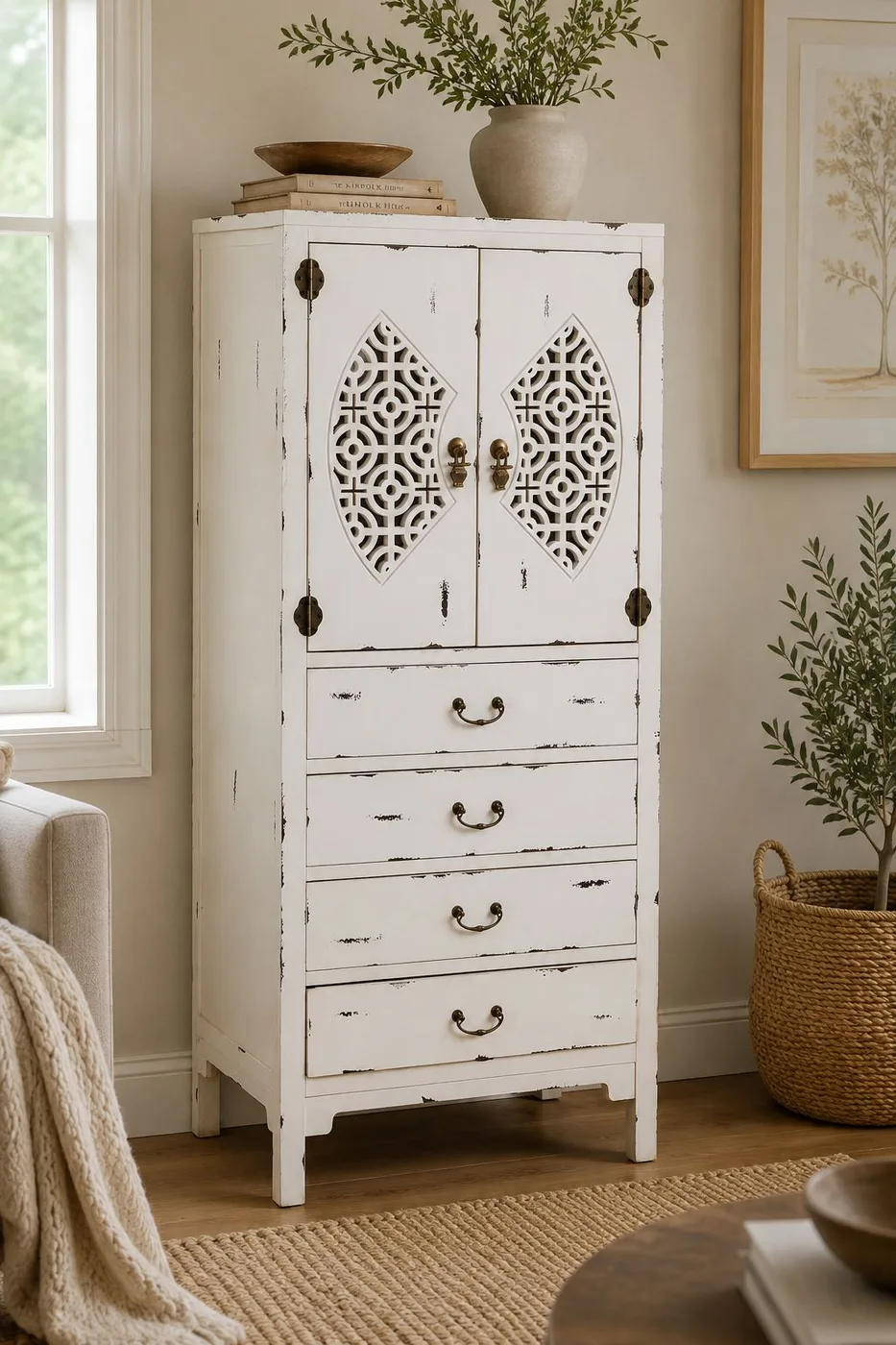 Wood wardrobe with drawers with doors – white — Photo 2