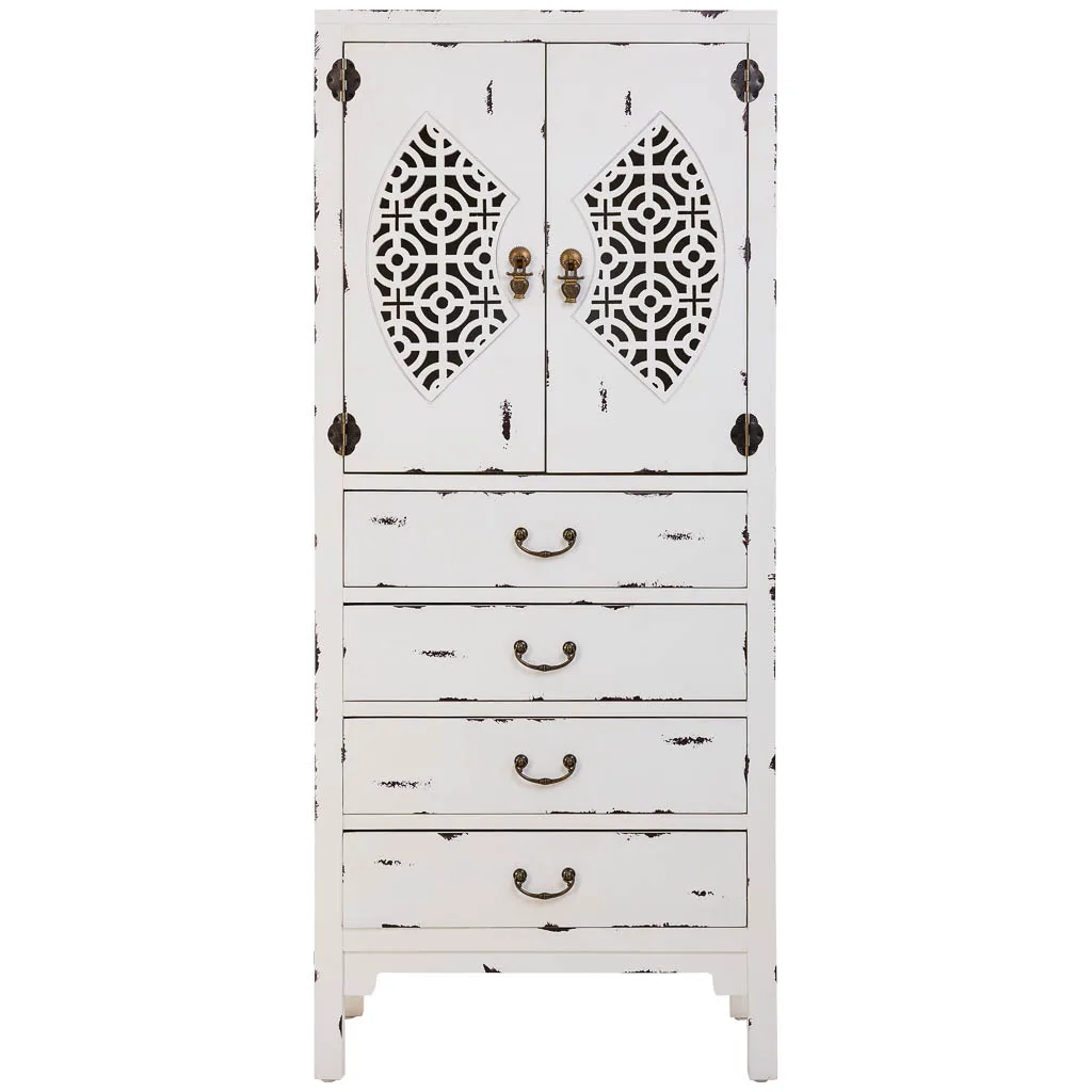 Wood wardrobe with drawers with doors – white — Photo 3