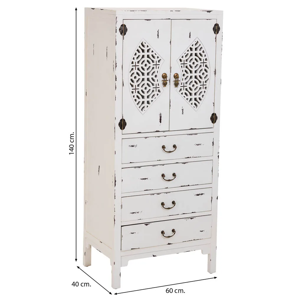 Wood wardrobe with drawers with doors – white — Photo 4