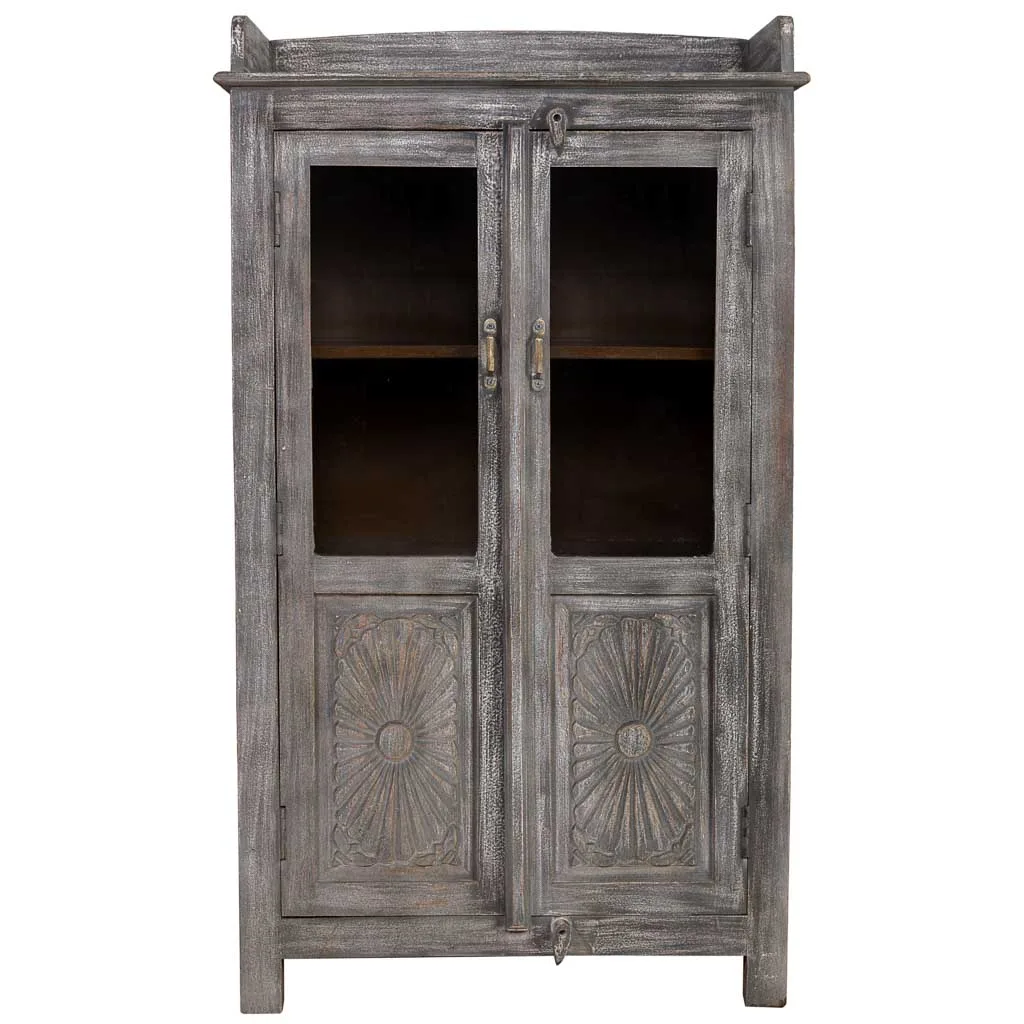 Handmade aged wood display cabinet with doors – brown — Photo 3