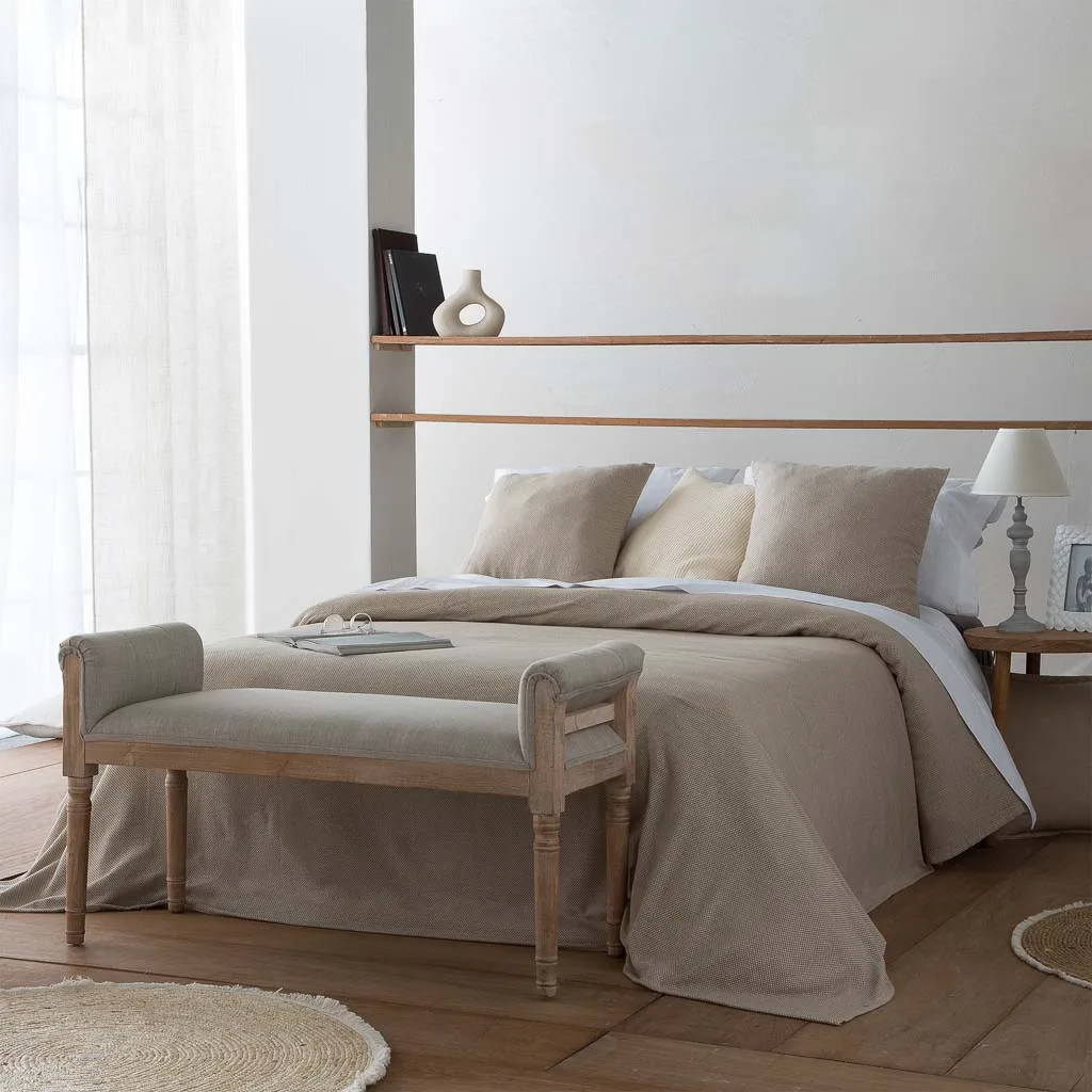 Upholstered wood bench – brown — Photo 2