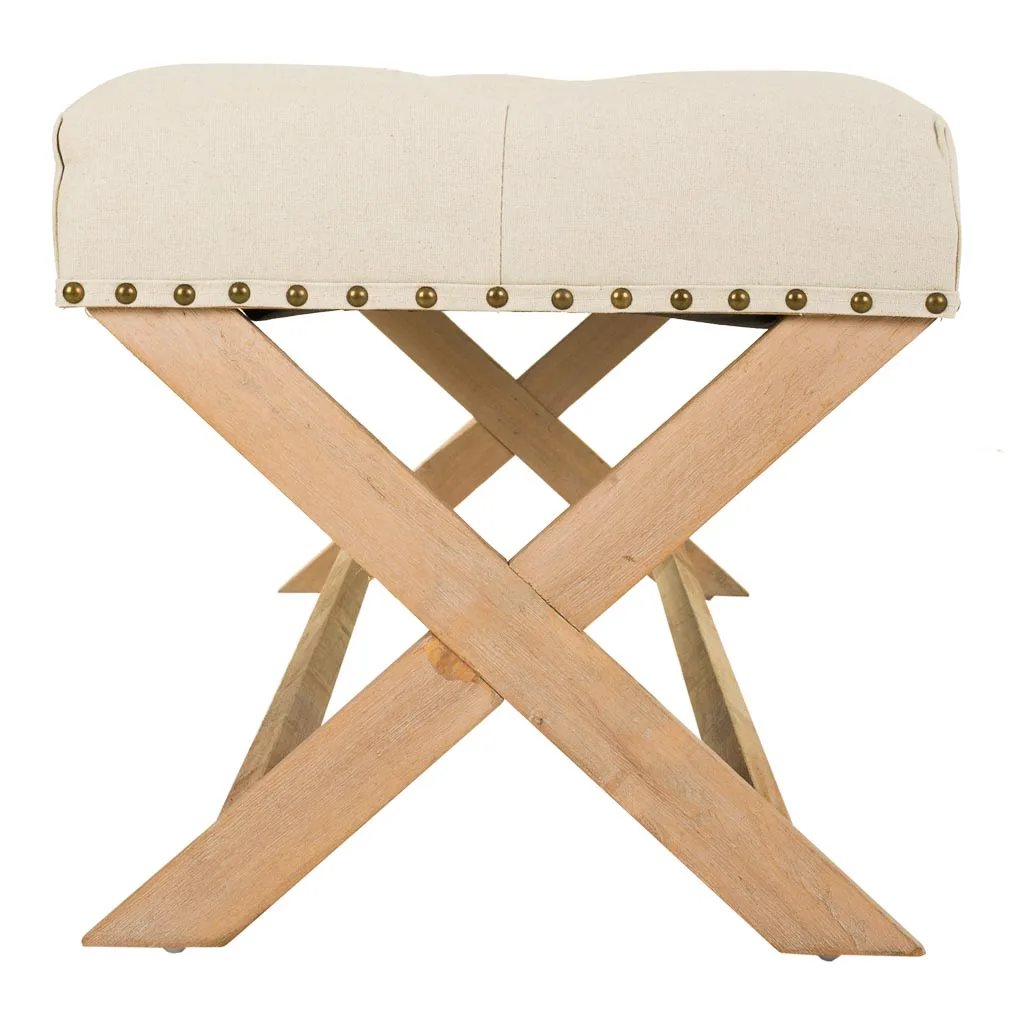 Upholstered wood bench – cream — Photo 3