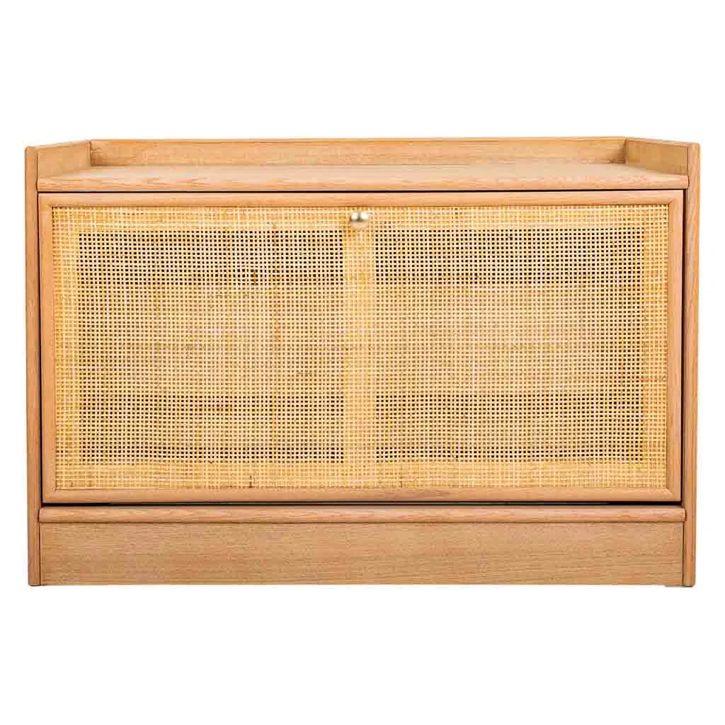 MDF cane webbing bench shoe cabinet – brown — Photo 3