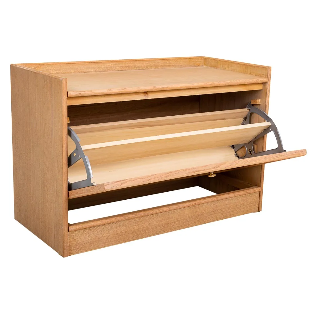 MDF cane webbing bench shoe cabinet – brown — Photo 4