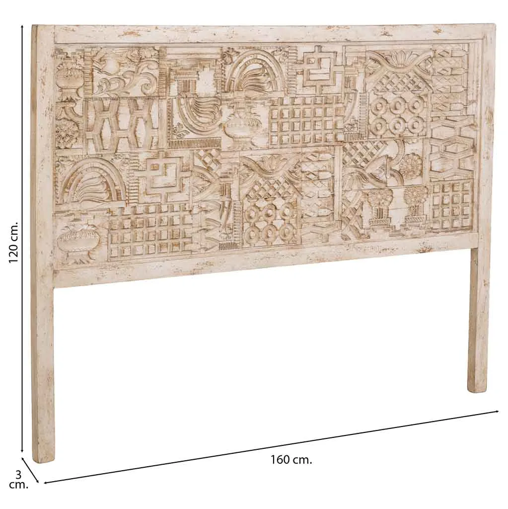 Carved handmade wood headboard – beige — Photo 4