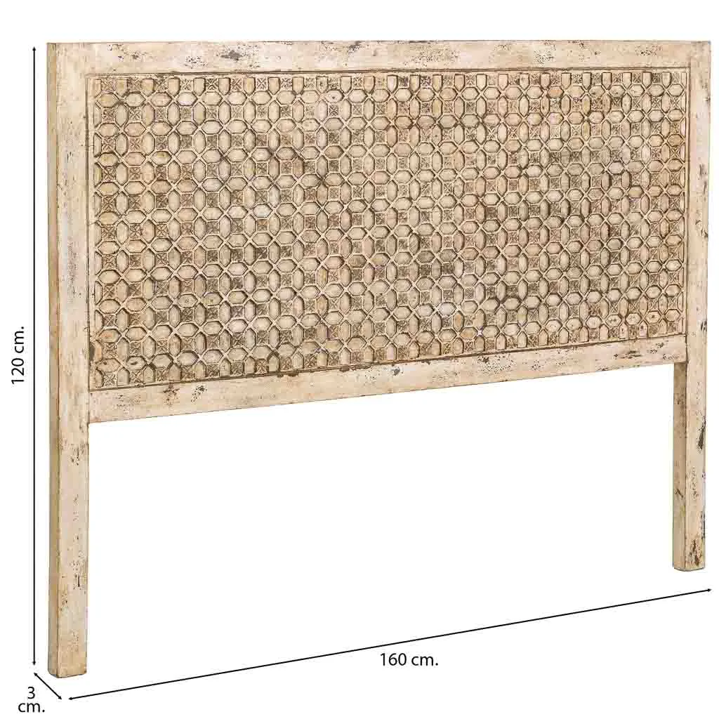 Handmade wood headboard bed – beige — Photo 3