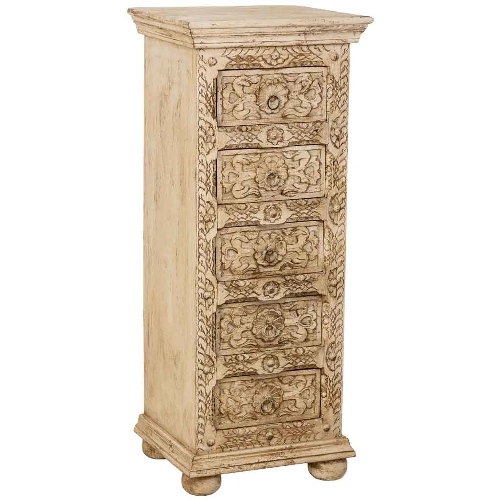 Handmade wood tallboy with drawers – beige — Photo 1