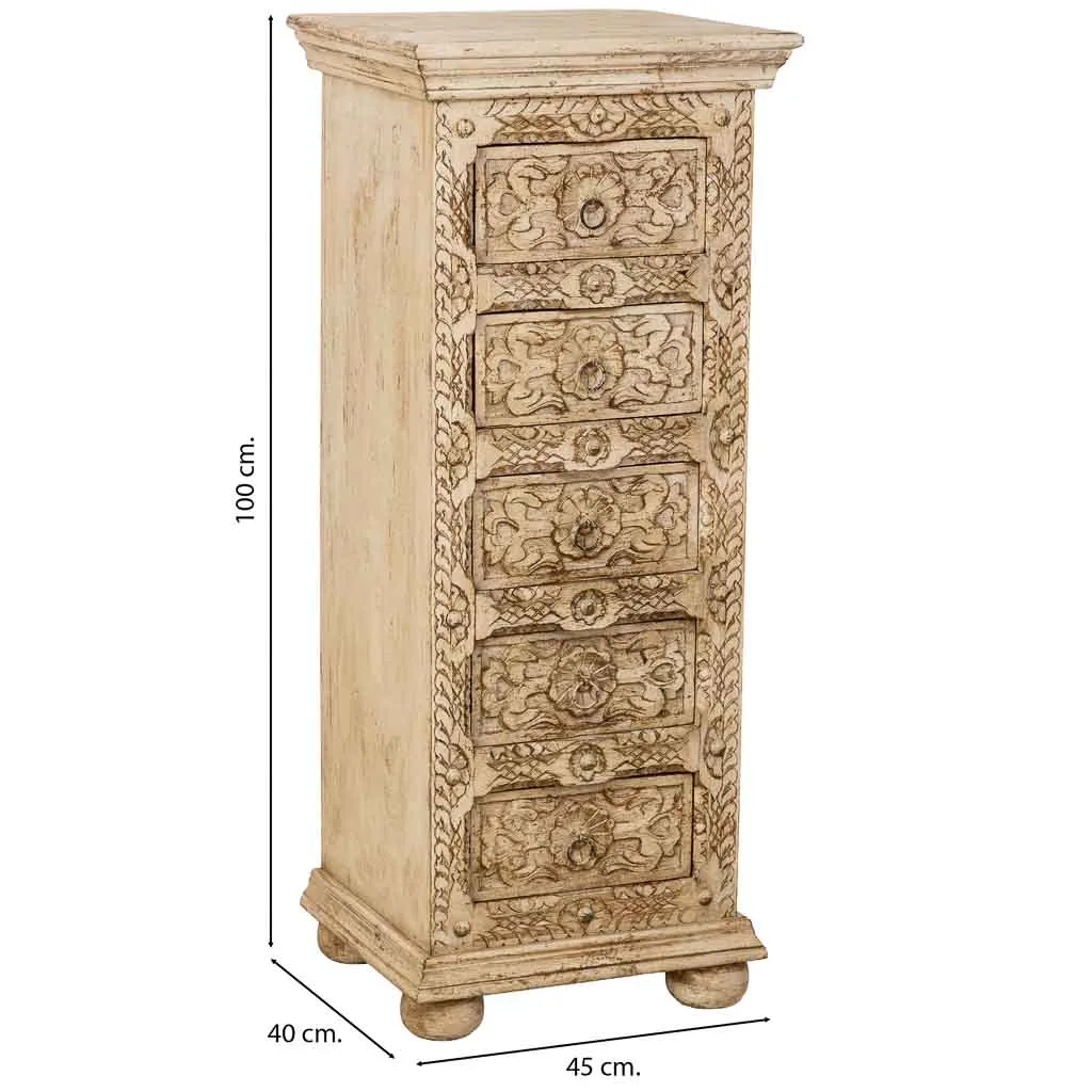 Handmade wood tallboy with drawers – beige — Photo 3