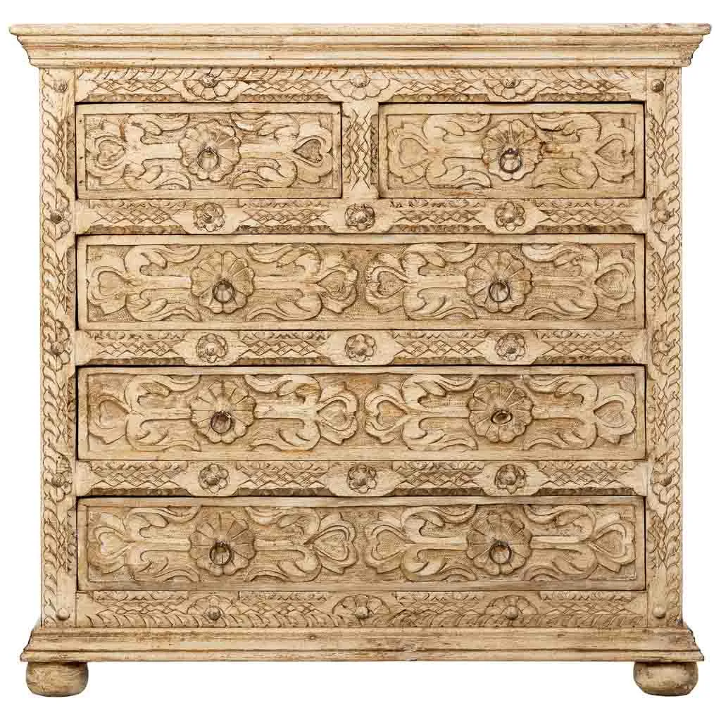 Commode artisanale à tiroirs en bois beige — Photo 2