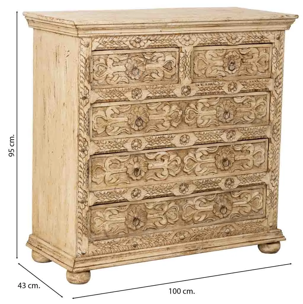 Commode artisanale à tiroirs en bois beige — Photo 3