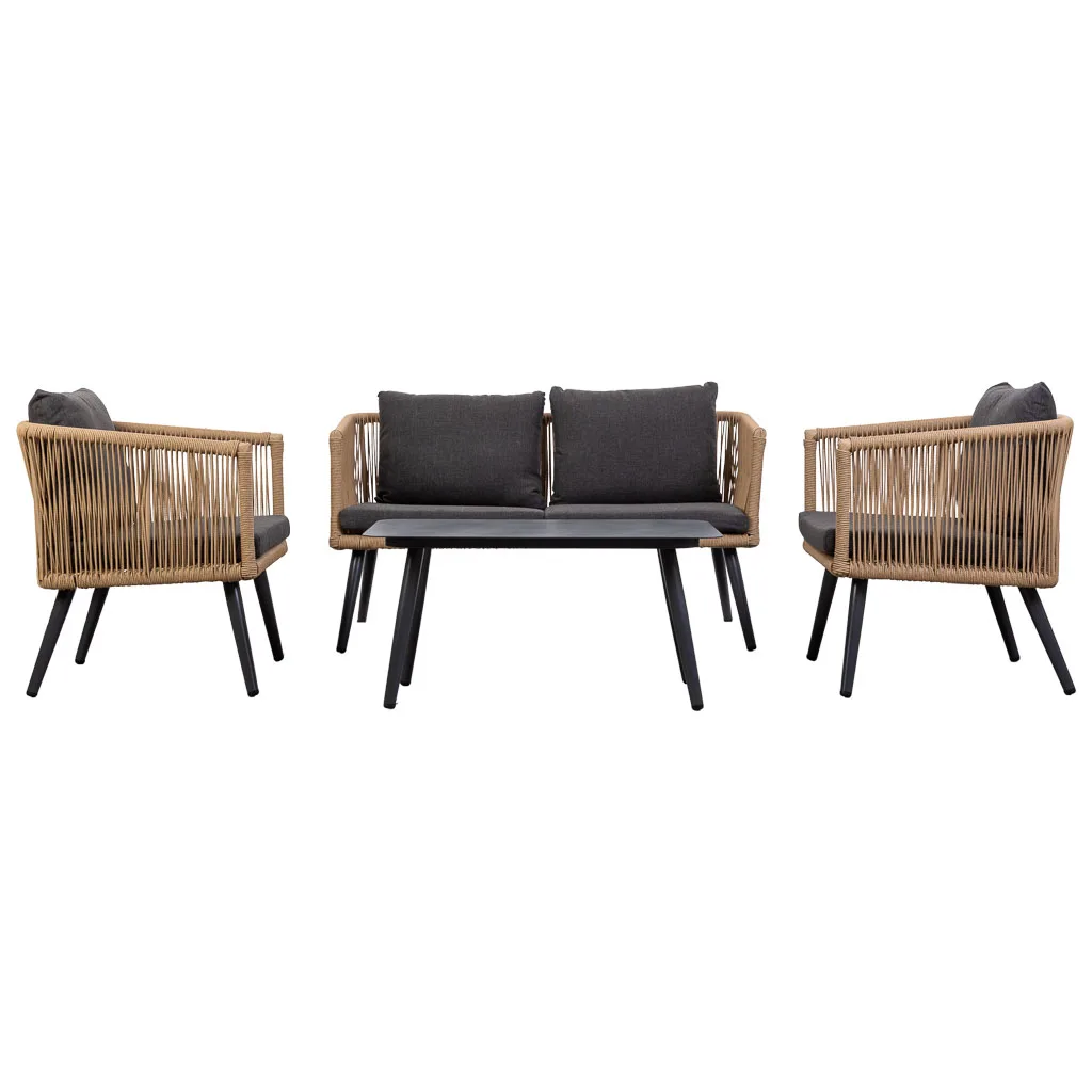 Set tafel bank fauteuil bruin — Foto 3
