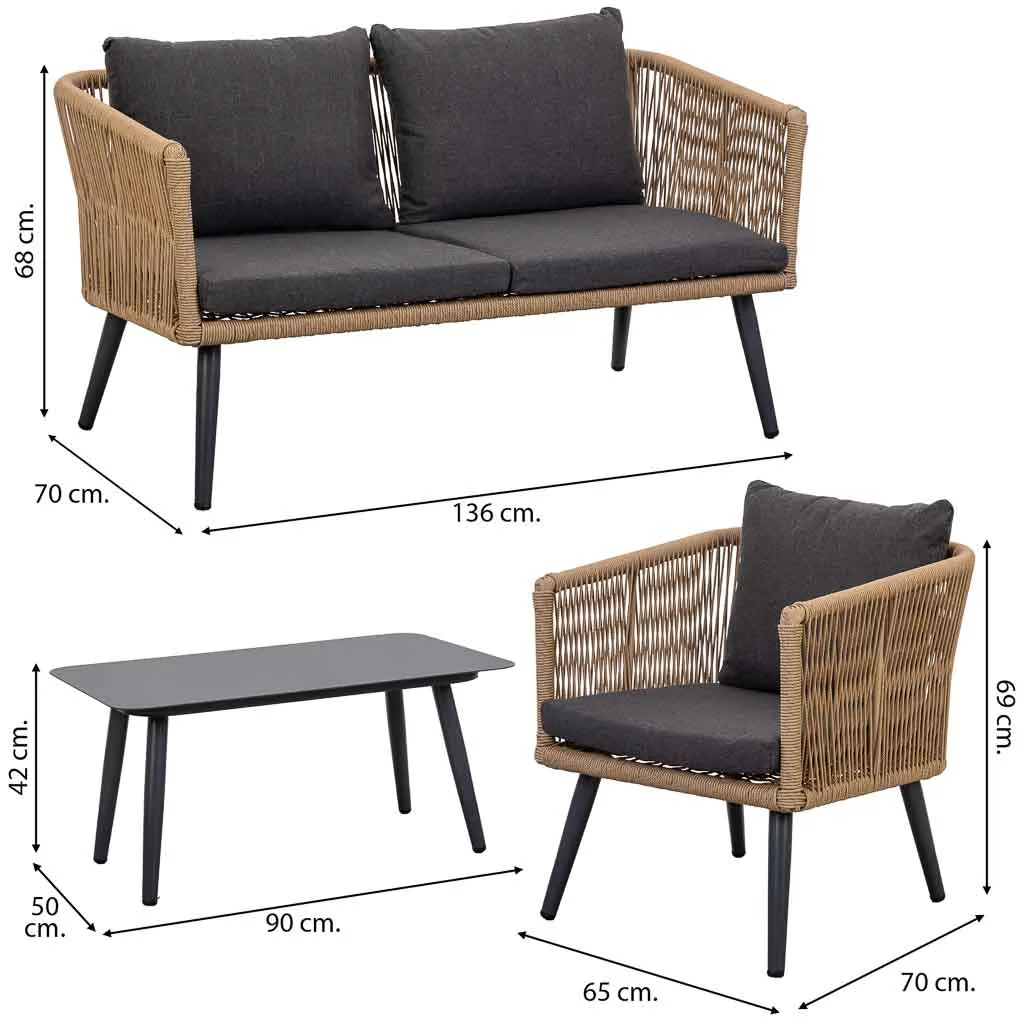Set tafel bank fauteuil bruin — Foto 4
