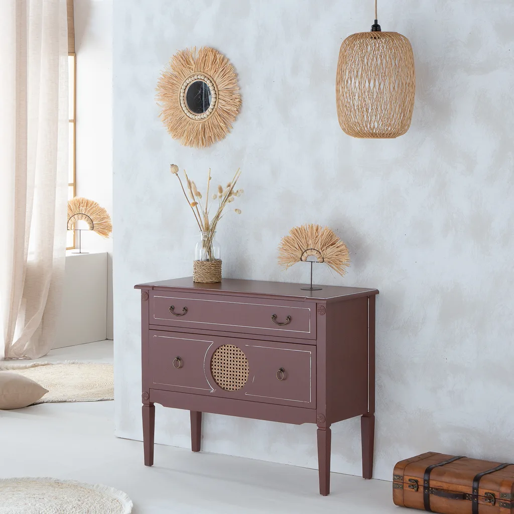 Round natural fibre mirror – natural / brown — Photo 2