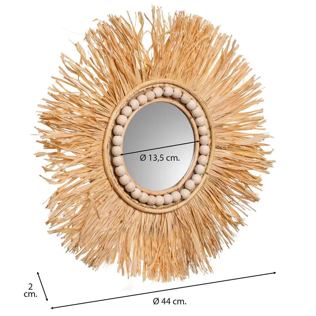 Round natural fibre mirror – natural / brown — Photo 4