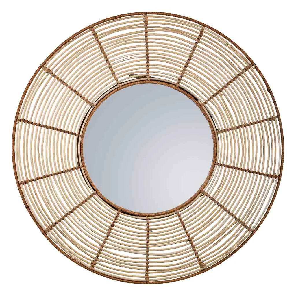 Round rattan mirror – brown — Photo 3