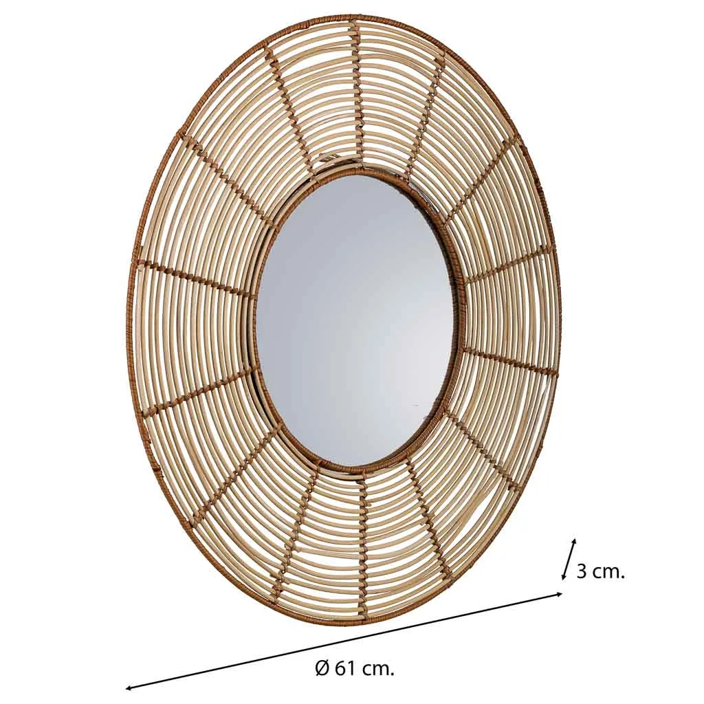 Round rattan mirror – brown — Photo 4