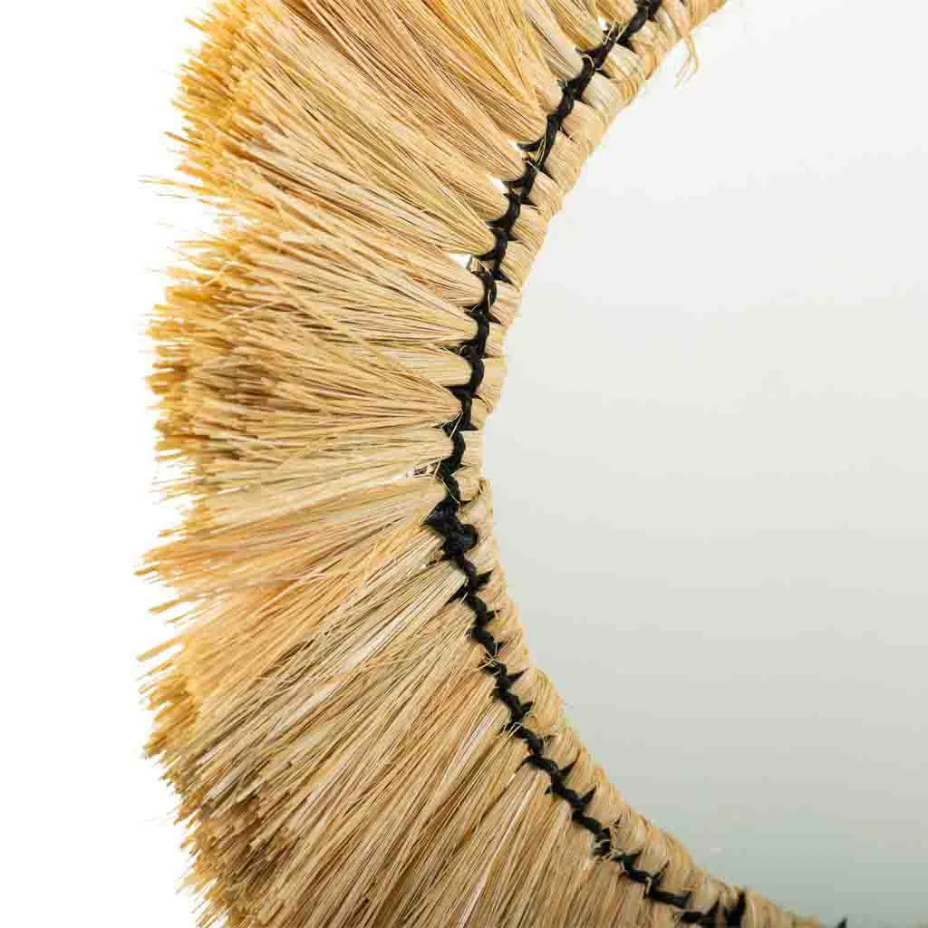 Oval natural fibre mirror – natural / brown — Photo 2