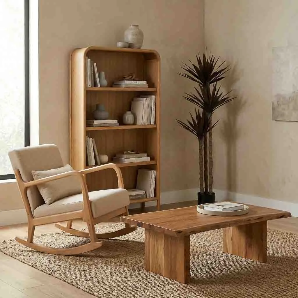 Rek van hout en rotan bruin — Foto 2