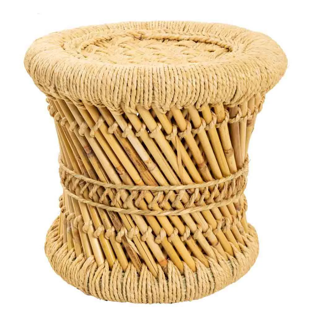Set de 2 – sillón taburete de bambú y cuerda marrón — Foto 2