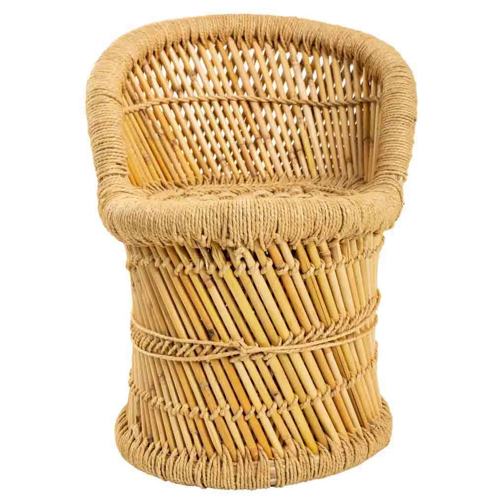 Set de 2 – sillón taburete de bambú y cuerda marrón — Foto 3
