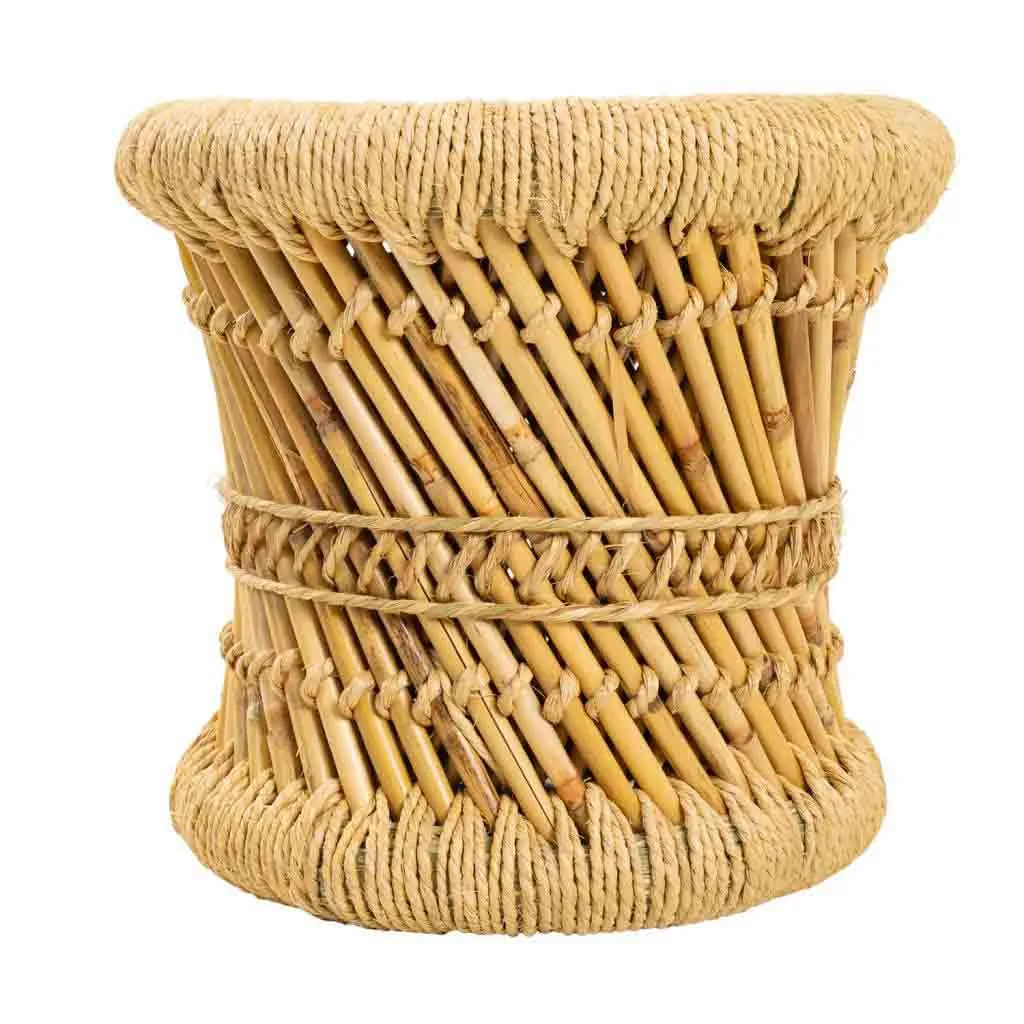 Set de 2 – sillón taburete de bambú y cuerda marrón — Foto 4