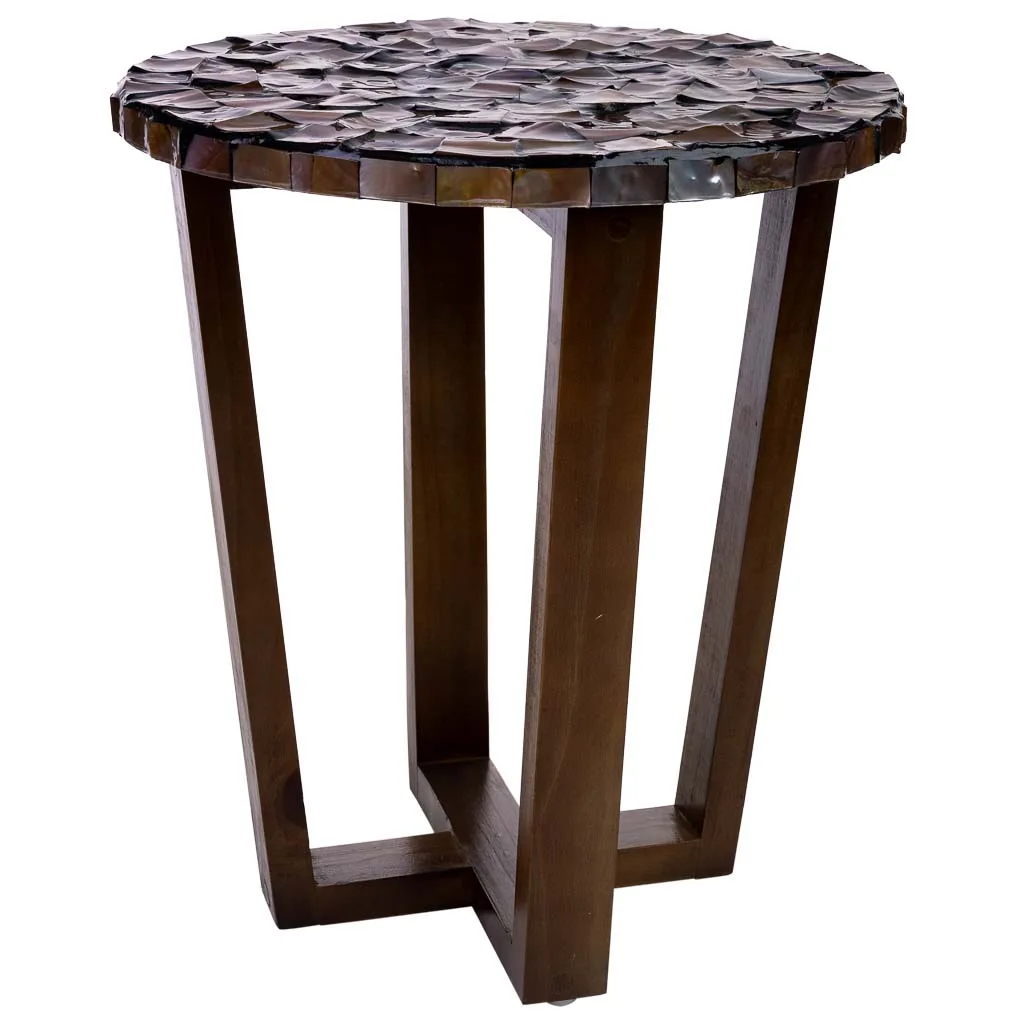 Table d’appoint en bois et nacre marron — Photo 1