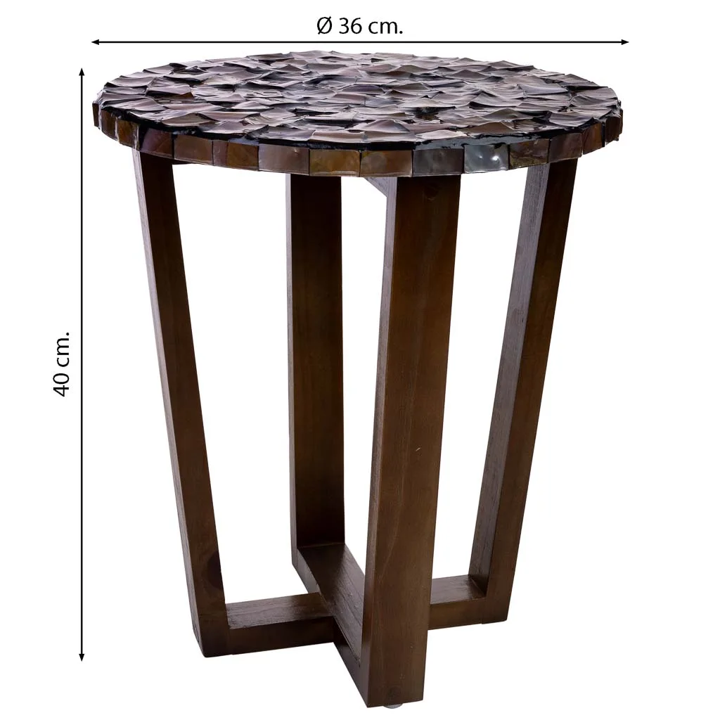 Table d’appoint en bois et nacre marron — Photo 3