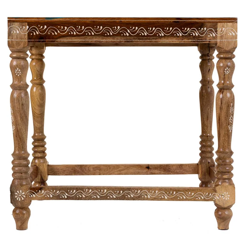 Table basse peint artisanale en bois marron — Photo 4