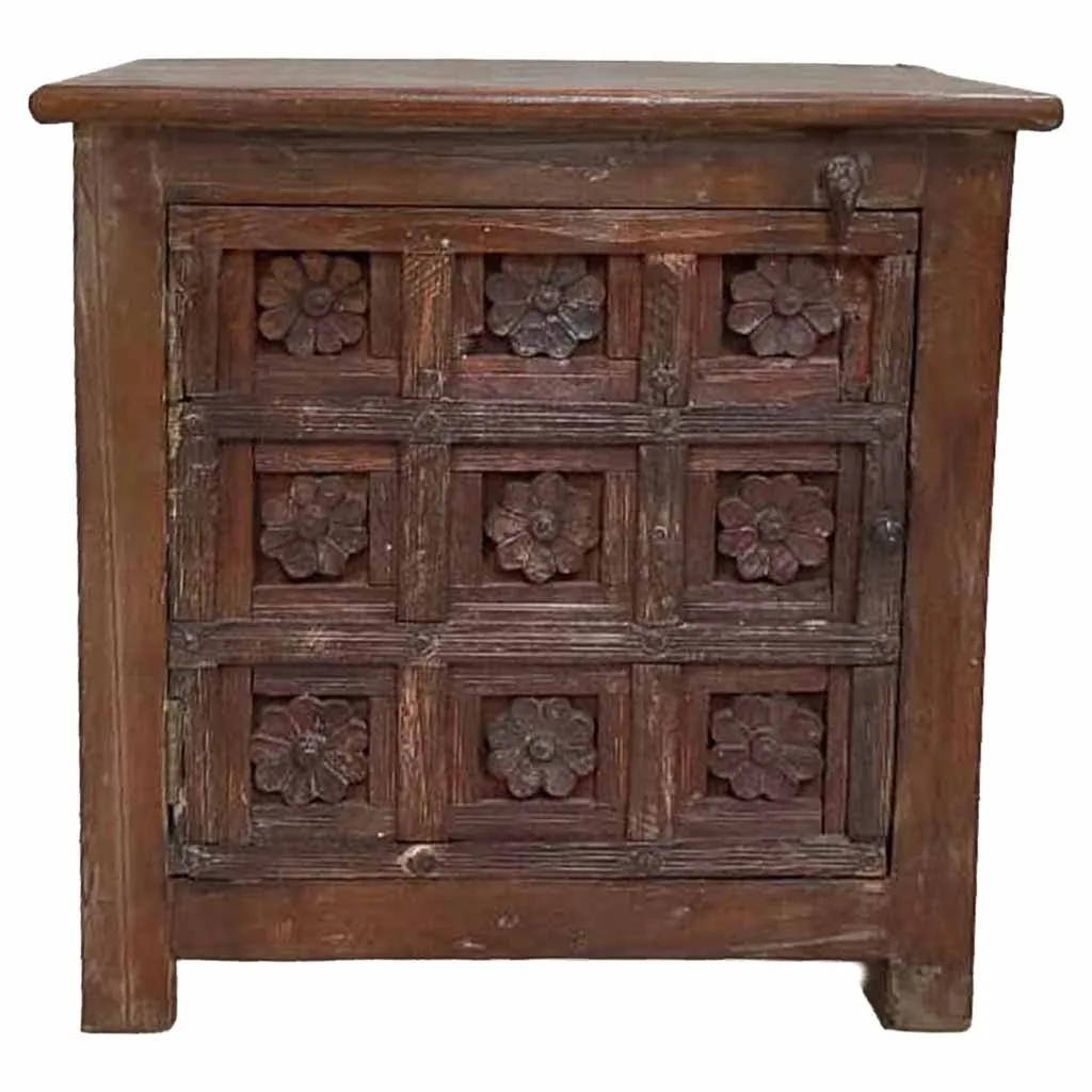 Table de nuit artisanale en bois marron — Photo 2