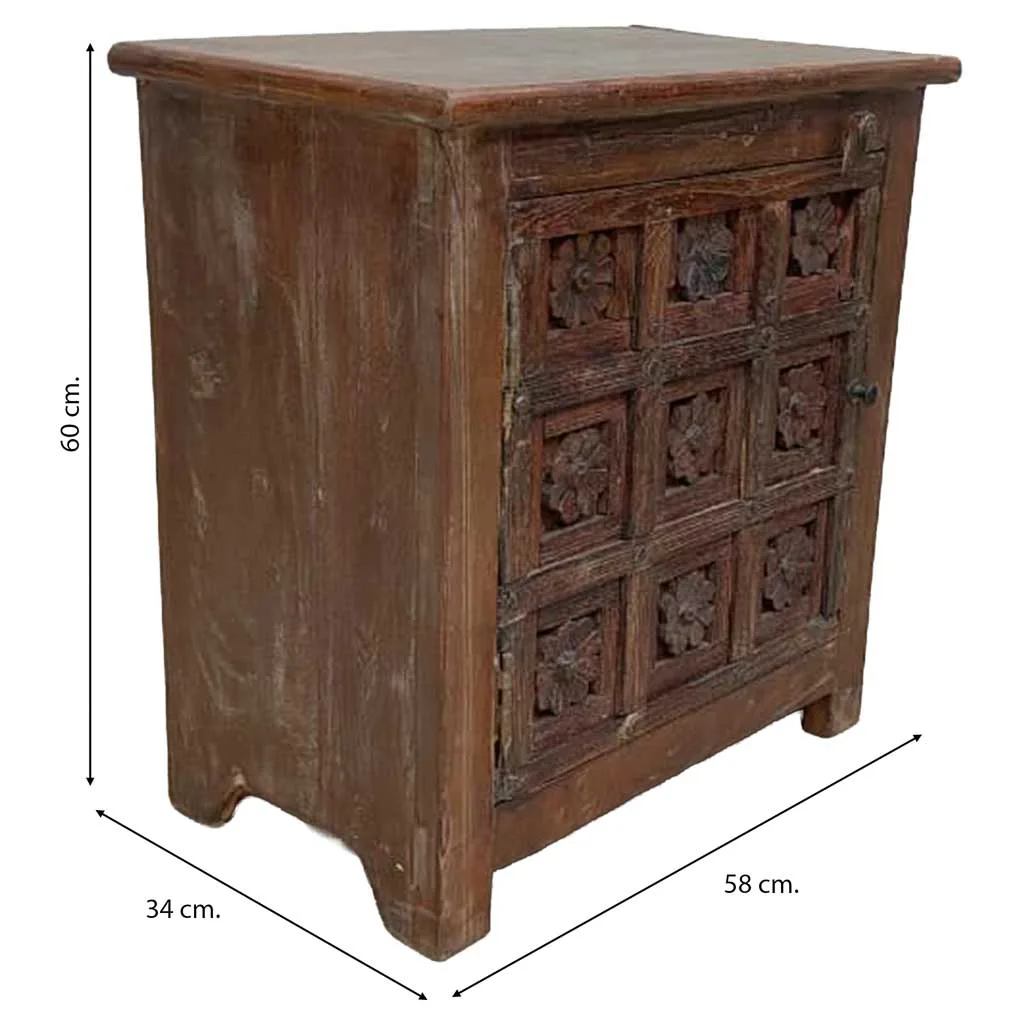 Table de nuit artisanale en bois marron — Photo 4