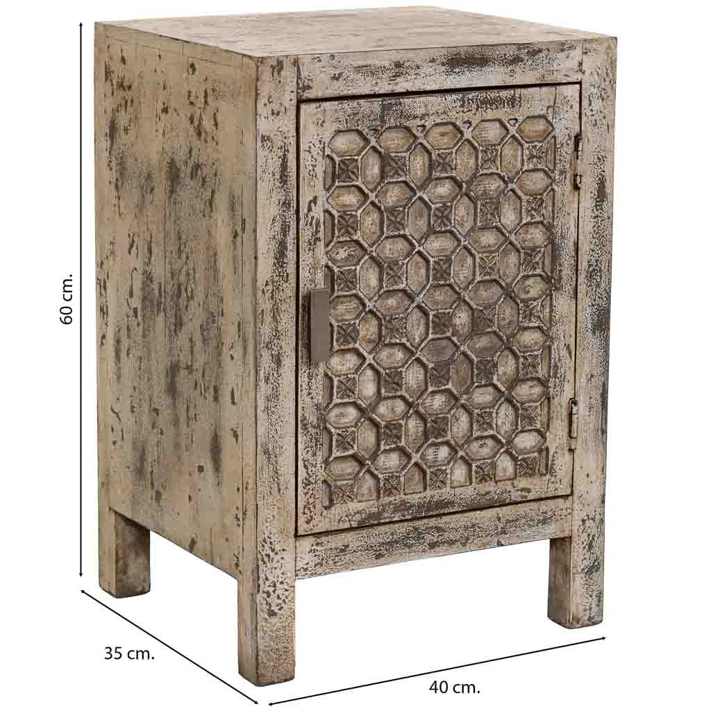 Table de nuit artisanale en bois beige — Photo 3