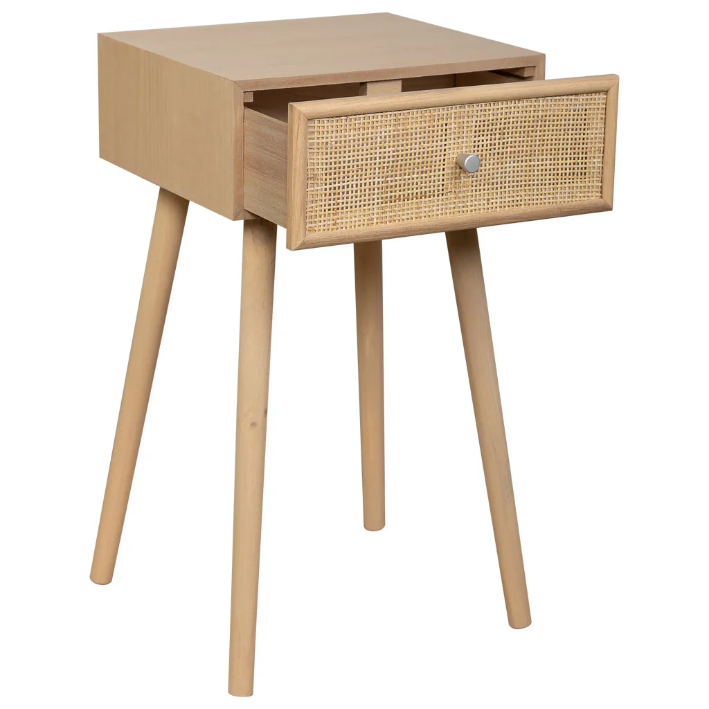 MDF rattan small table with drawer – brown — Photo 3