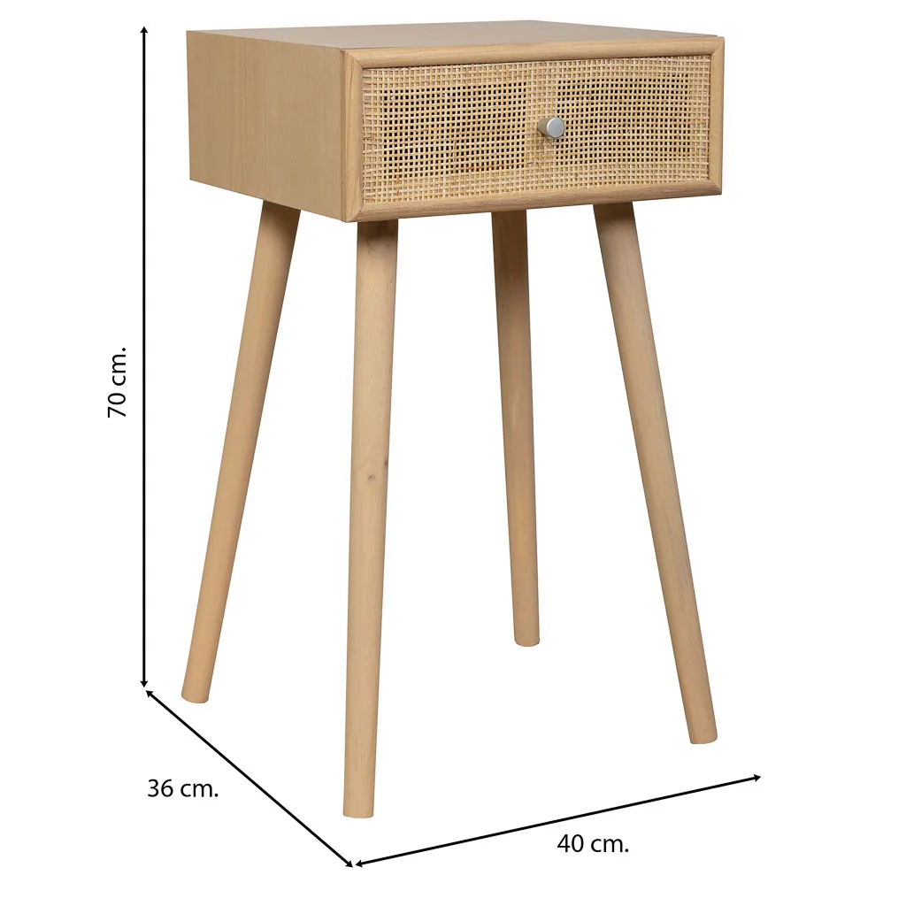 MDF rattan small table with drawer – brown — Photo 4