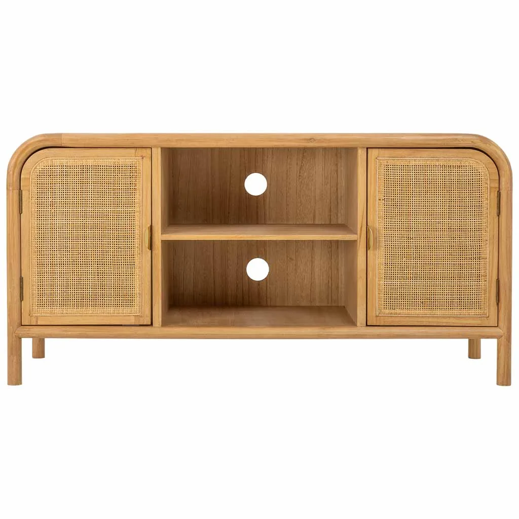 Meuble bas en bois et rotin marron — Photo 3
