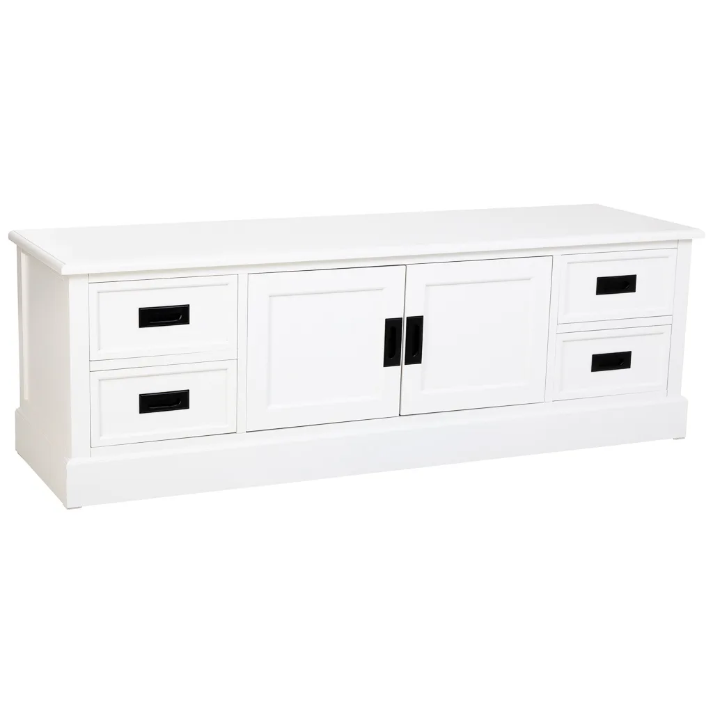 Mueble bajo con puertas con cajones de madera blanco — Foto 1