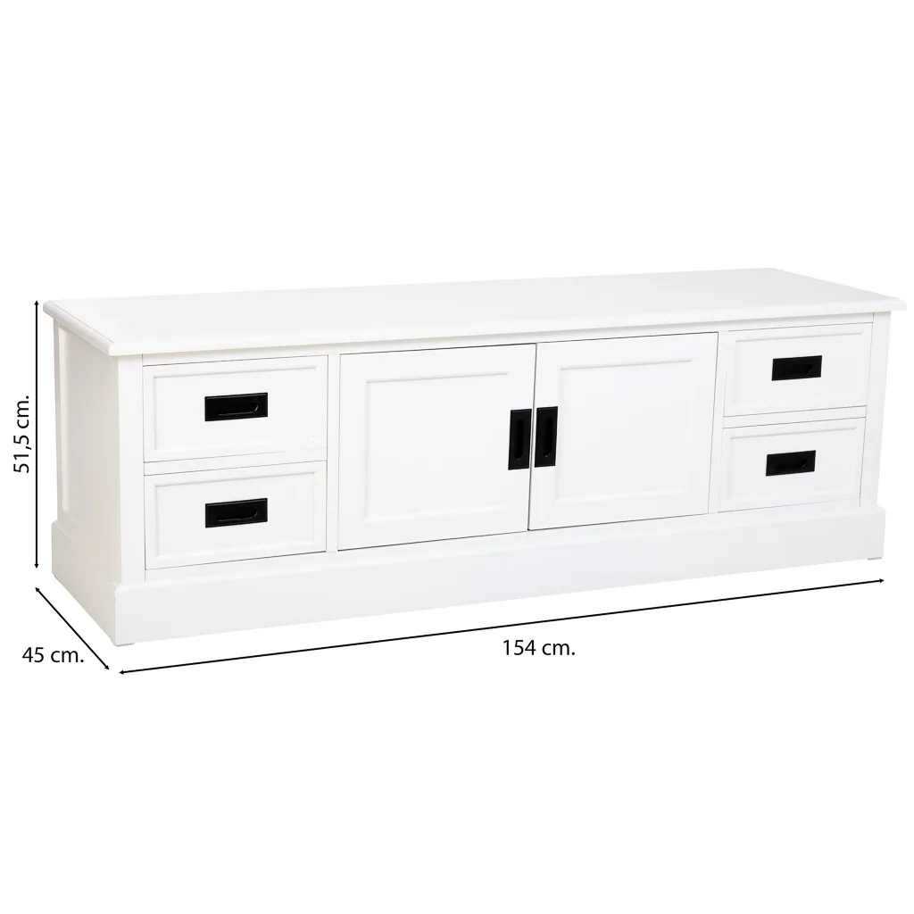 Mueble bajo con puertas con cajones de madera blanco — Foto 3