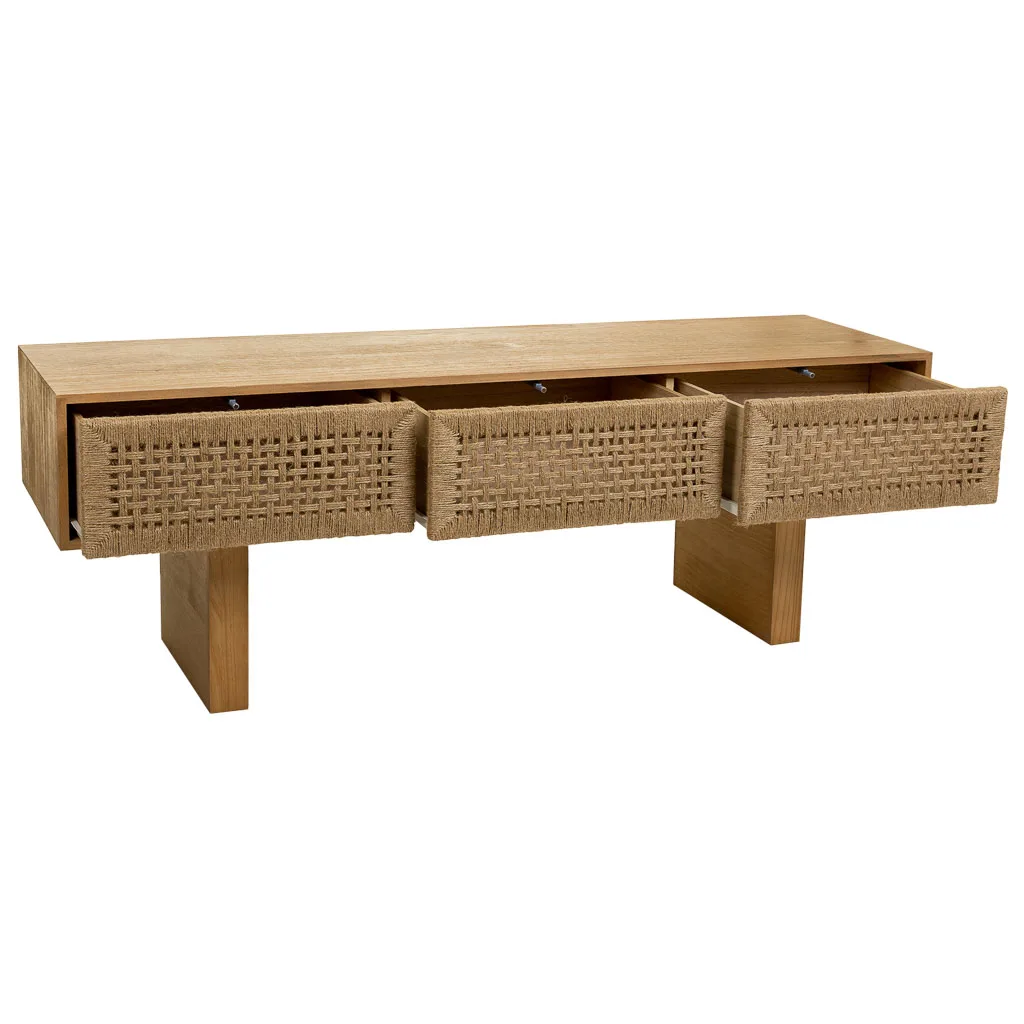 Braided wood rope low cabinet – brown — Photo 3