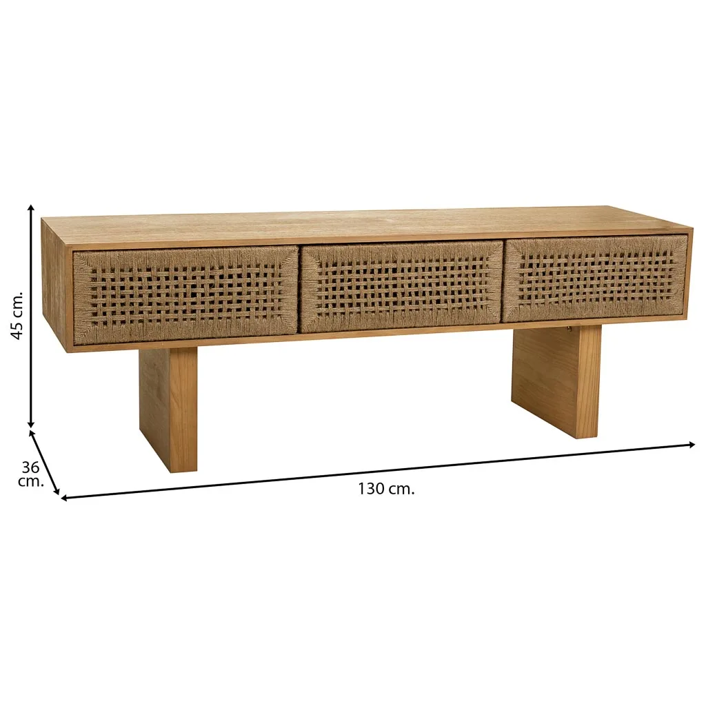 Braided wood rope low cabinet – brown — Photo 4