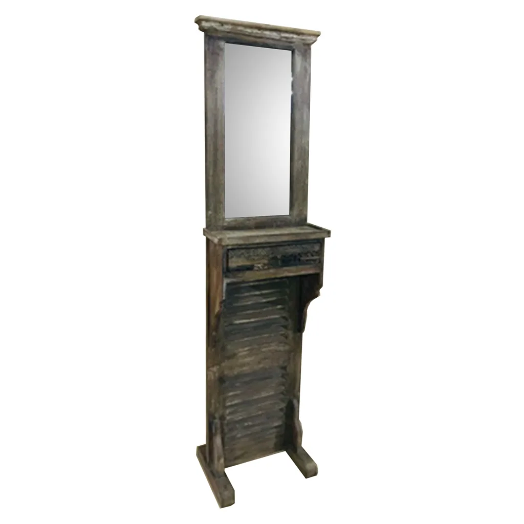 Wood hallway console mirror – brown — Photo 1