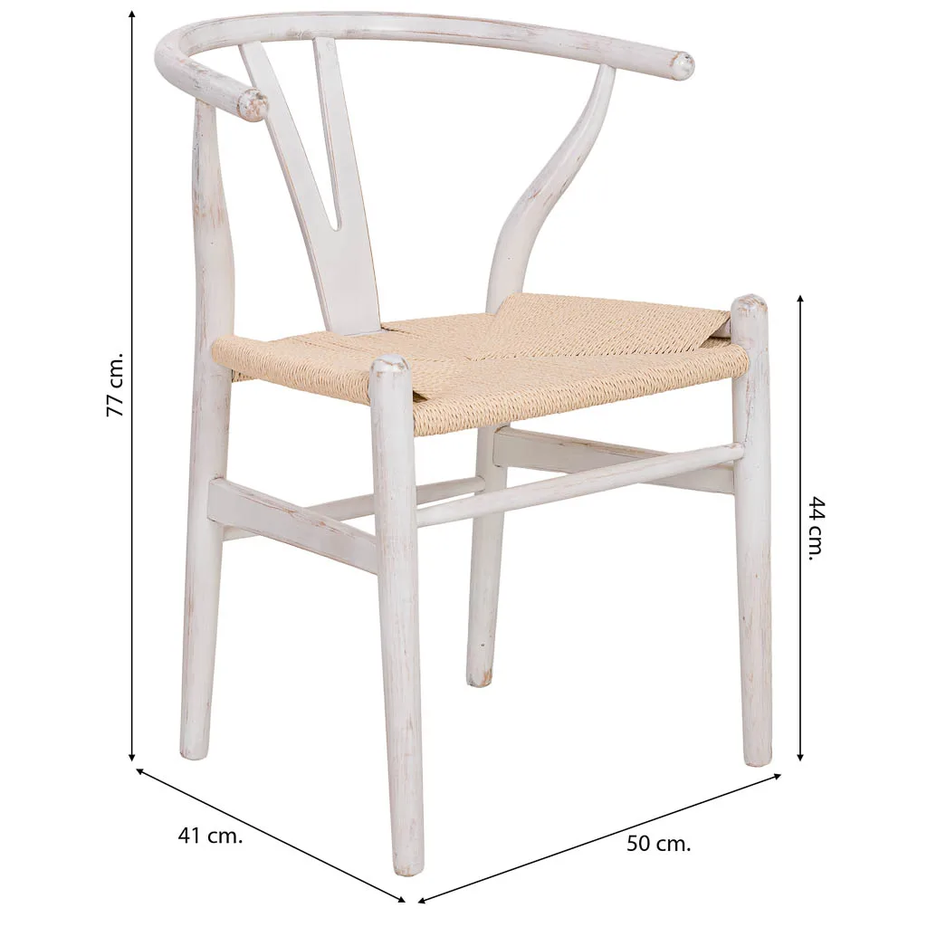 Zitting stoel van hout en touw beige — Foto 3