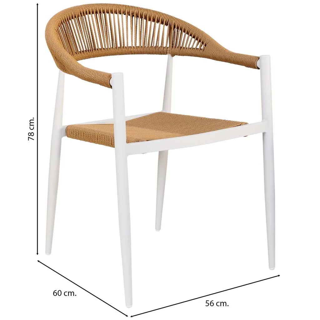 Synthetische stoel van rotan bruin / wit — Foto 3