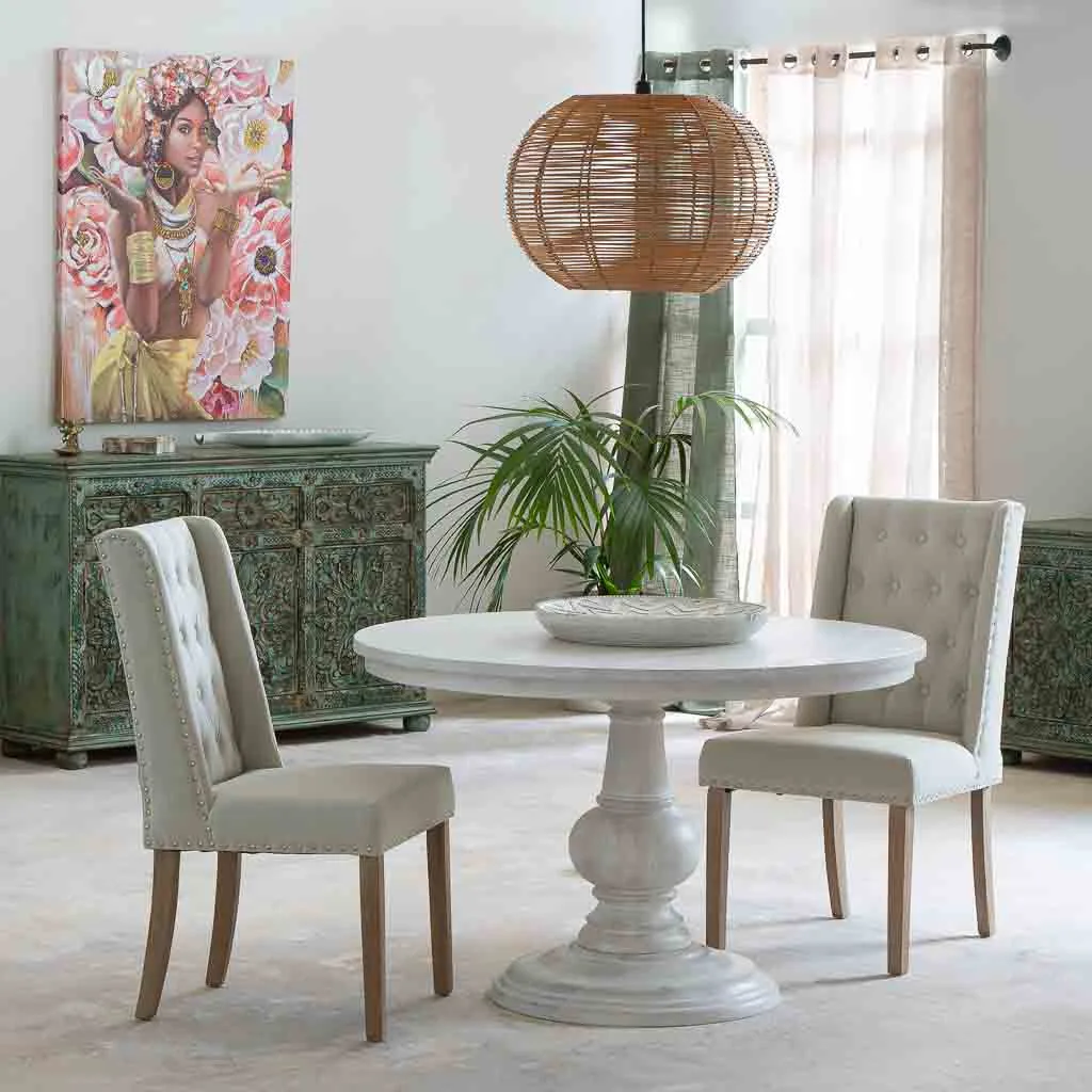 Silla tapizada de madera crema — Foto 2