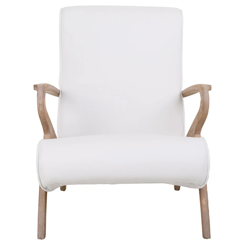 Gestoffeerd fauteuil van hout en kunstleer wit — Foto 2