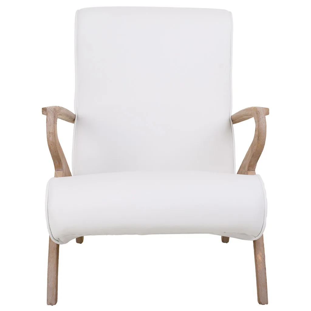 Gestoffeerd fauteuil van hout en kunstleer wit — Foto 3