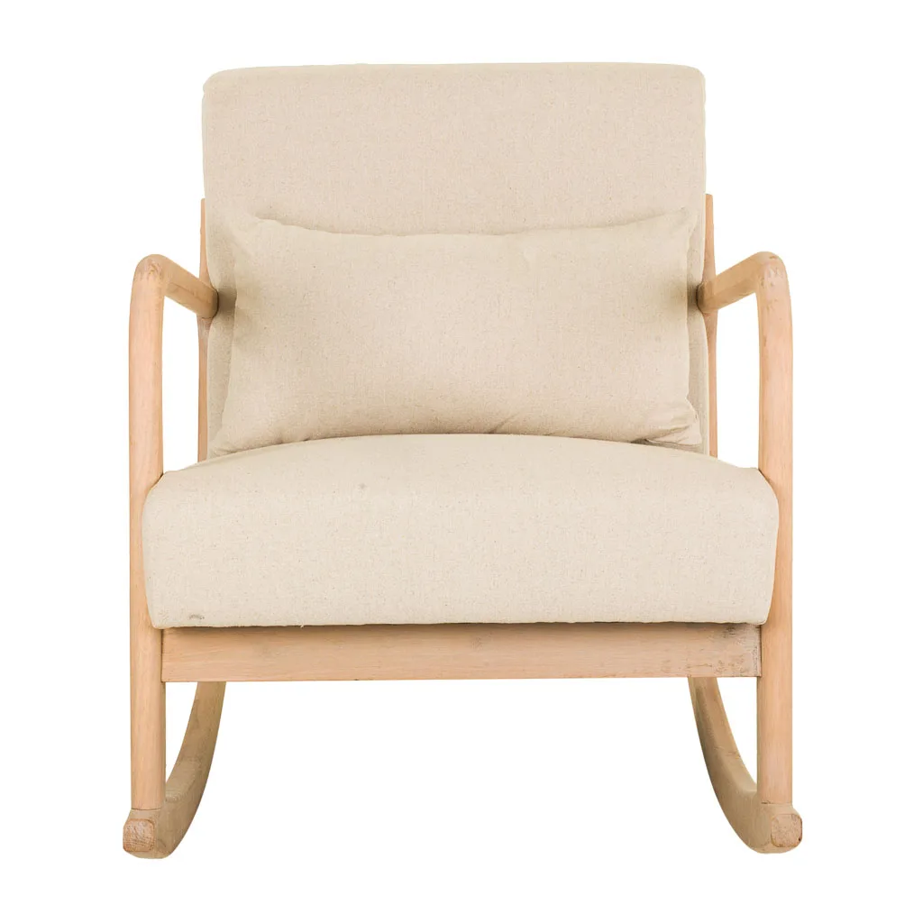 Fauteuil balancelle tapissé en bois crème — Photo 3
