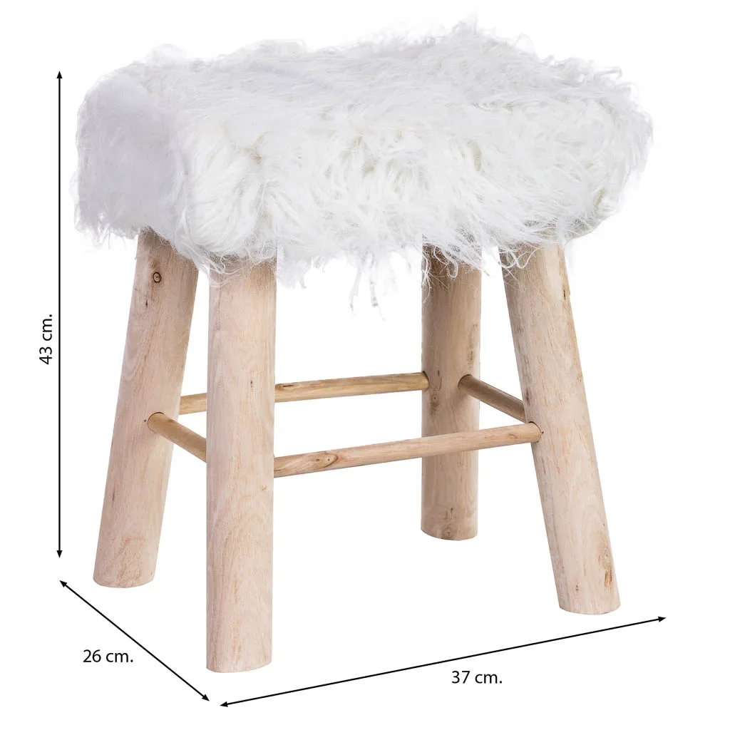 Lined wood fabric stool – white — Photo 3