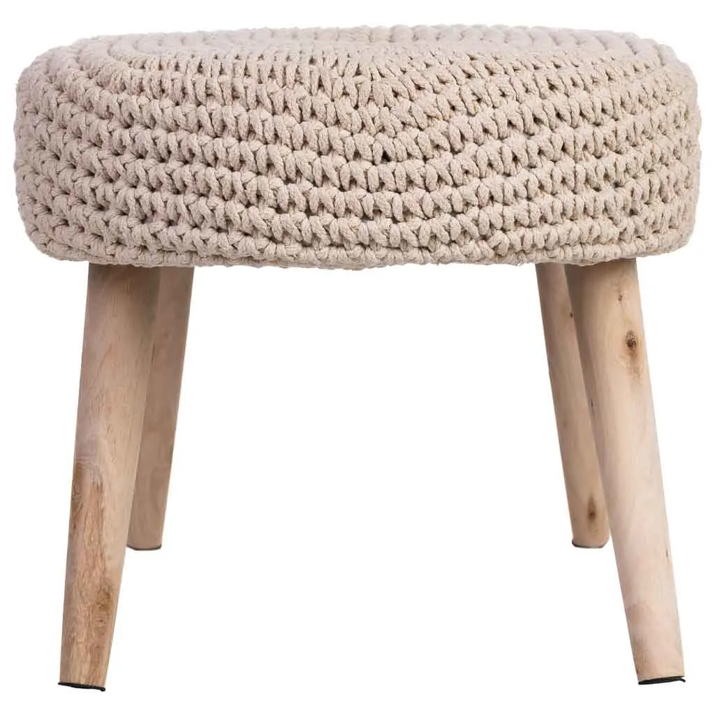 Banqueta de madera y algodón beige — Foto 4