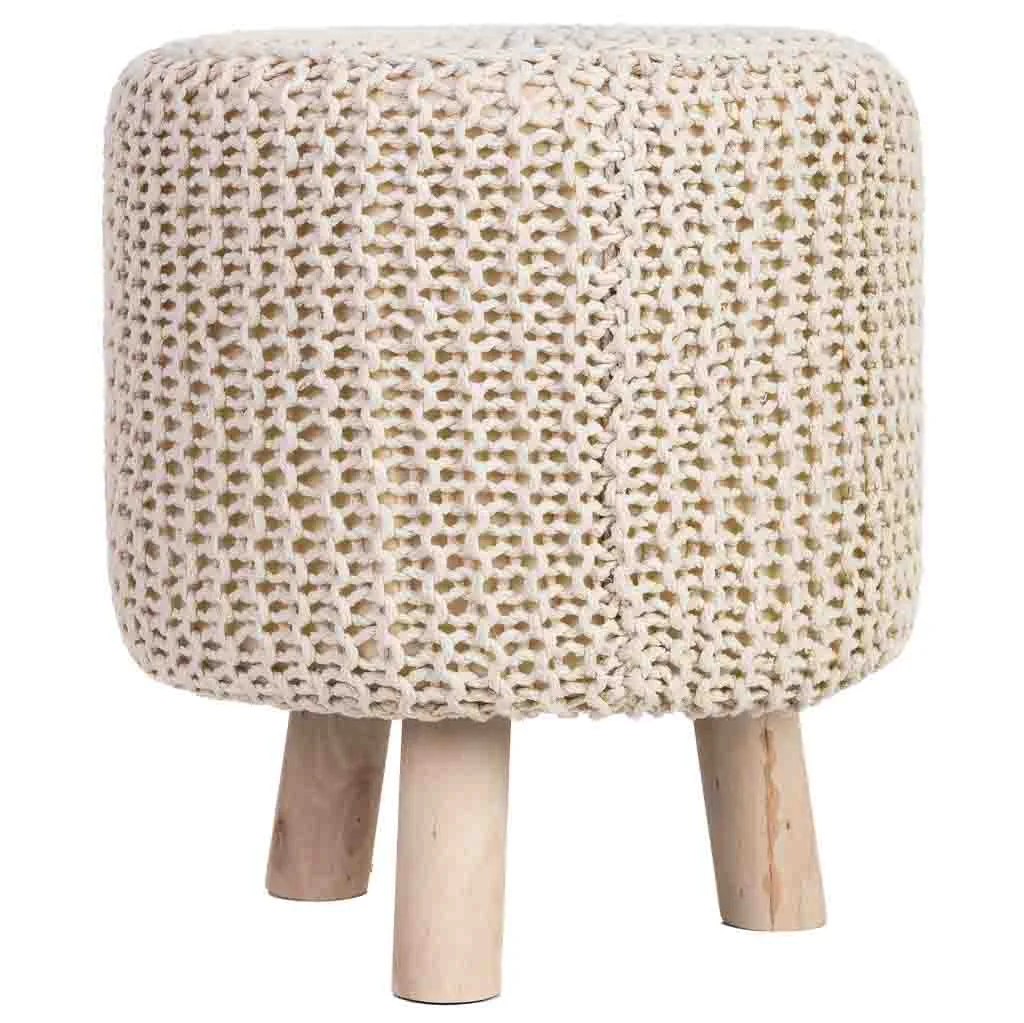 Braided wood cotton stool — Photo 2
