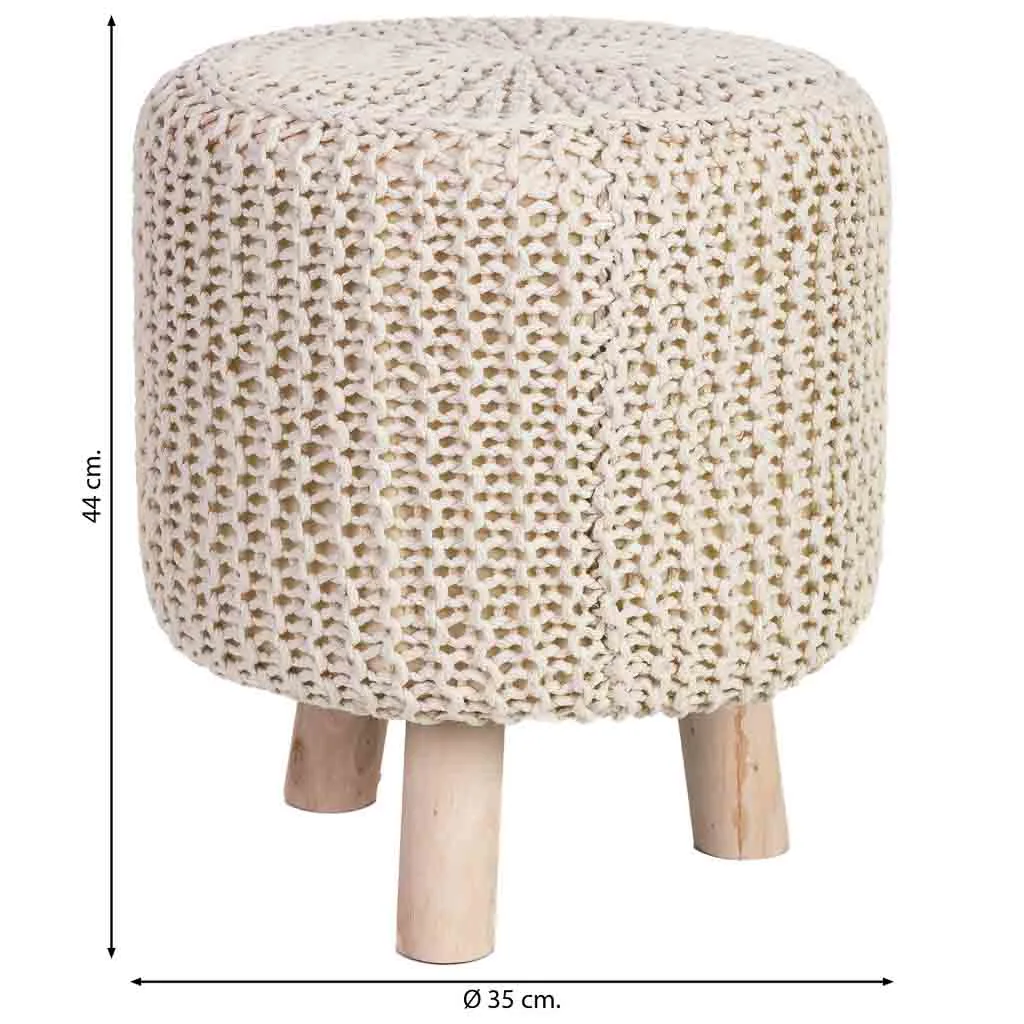 Braided wood cotton stool — Photo 3