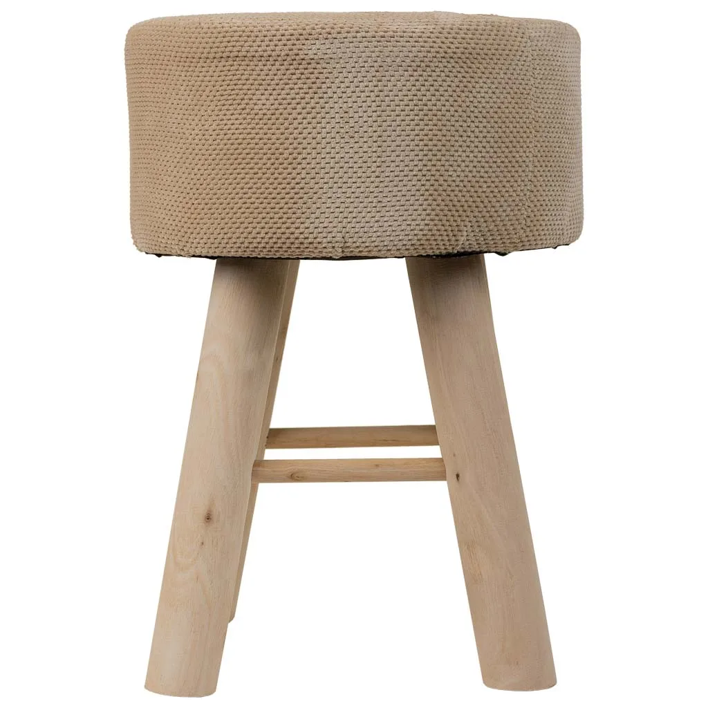 Lined wood fabric stool – brown — Photo 3
